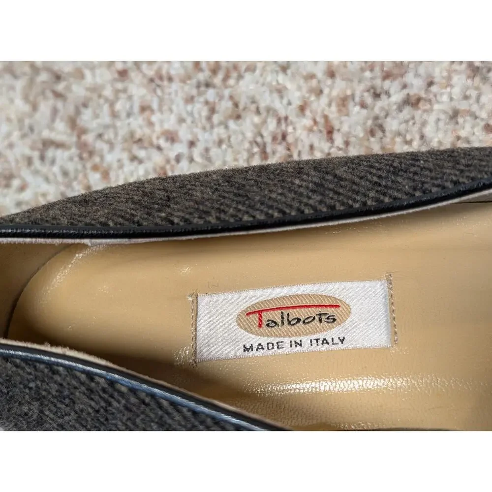 Talbots Black gray tweed Flats Womens Comfortable Slip On Work Office Shoes 10W